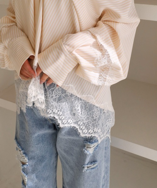 archives（アルシーヴ）の「レースコンビ２ｗａｙオフショルシャツ（シャツ/ブラウス・レディース・ブルー/ロイヤルブルー/ベージュ・MEDIUM）」の22枚目の写真