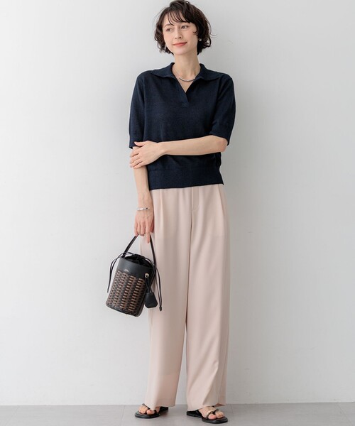 23区 L（ニジュウサンクオオキイサイズ）の「ストレッチジョーゼット ワイドパンツ（その他パンツ・レディース・ネイビー系/ベージュ系/ピンク系/スカイブルー系/ダークブラウン系/ブラック系・44/46/48）」の12枚目の写真