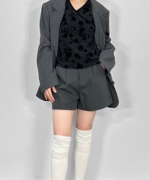【きれいめカジュアル】ショートスラックス / ショートパンツ ミニ タックパンツ ハイウエスト スタイルアップ ポケット付き ブラック グレー ブラウン