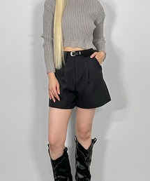 MATU:TA（マトゥータ）の「【2026春夏新作】ショートスラックス/ショートパンツ タックウエスト ハイウエスト ポケット付き ブラック グレー ブラウン（その他パンツ）」