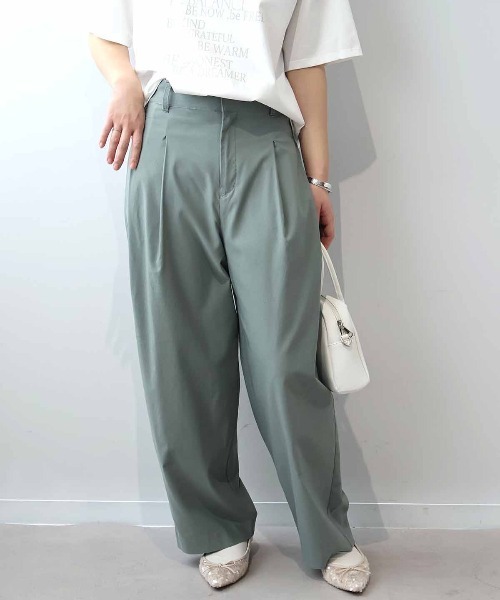 leswel（レスウェル）の「【M～5L】サイドタックストレッチワイドパンツ（その他パンツ・レディース・ベージュ/チャコールグレー/カーキ・L/LL/3L/4L/5L/M）」の3枚目の写真