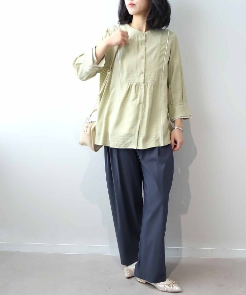 leswel（レスウェル）の「【M～5L】サイドタックストレッチワイドパンツ（その他パンツ・レディース・ベージュ/チャコールグレー/カーキ・L/LL/3L/4L/5L/M）」の22枚目の写真