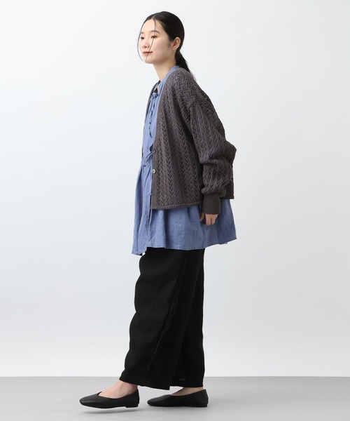 studio CLIP(スタディオクリップ)の「《natural by clip》5ゲージCペーパー透かしカーディガン(カーディガン/ボレロ・レディース・アイボリー/チャコール・FREE)」の10枚目の写真