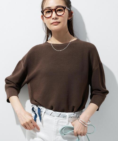 INDIVI(インディヴィ)の「【洗える/ドライタッチ/和紙混】ガーター編みニット(ニット/セーター・レディース・ホワイト系/ブラック/ブラウン系その他/ブルー系その他・38)」の3枚目の写真