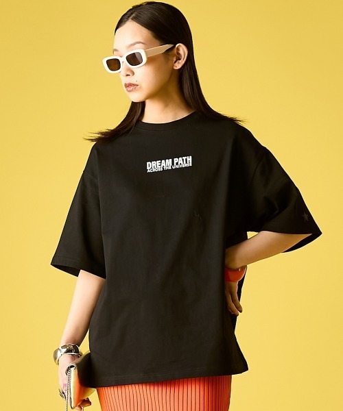 GEVS.(ジェイヴィス)の「綿100%星パッチワークTシャツ<大きいサイズ有>GEVS.(Tシャツ/カットソー・レディース・ブラック/オフホワイト・3L/LL/M/L/5L/4L)」の3枚目の写真