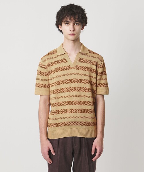 UNITED ARROWS(ユナイテッドアローズ)の「<RAFFA MOLINA>エスニック ボーダー スキッパー ニット(ニット/セーター・メンズ・ベージュ・L/M)」の3枚目の写真