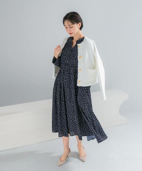 URBAN RESEARCH ROSSO WOMEN(アーバンリサーチ ロッソ)の「『WEB限定』ランダムドットボリュームワンピース(ワンピース・レディース・ネイビー/ブラック・FREE)」の7枚目の写真