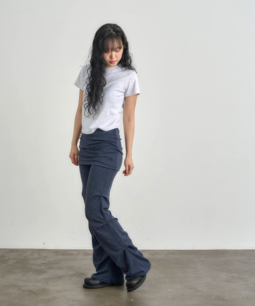 KIJIKO（キジコ）の「ke609-Shirring Skirt Leggings Navy（スウェットパンツ・レディース・ネイビー・FREE）」の2枚目の写真