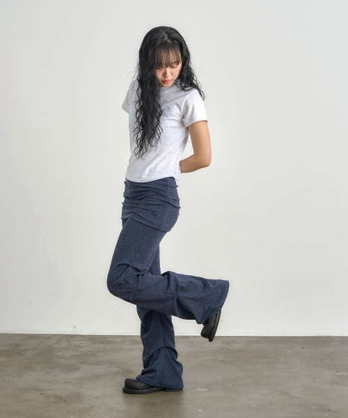 KIJIKO（キジコ）の「ke609-Shirring Skirt Leggings Navy（スウェットパンツ・レディース・ネイビー・FREE）」の3枚目の写真