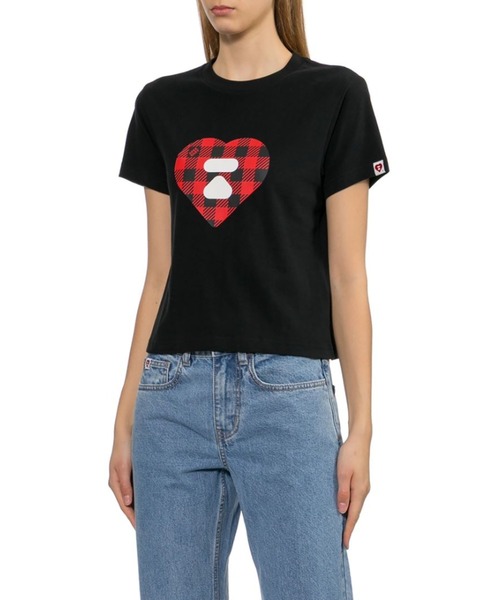 APEE BY A BATHING APE(エイピーバイアベイシングエイプ)の「TARTAN PLAID HEART PRINTED TEE(Tシャツ/カットソー・レディース・ブラック/ホワイト・X-SMALL/SMALL)」の6枚目の写真