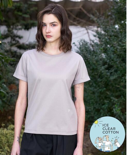 DRESSTERIOR(ドレステリア)の「【接触冷感/抗菌防臭/消臭】アイスクリアコットン ターンナップT(Tシャツ/カットソー・レディース・ホワイト/ライトイエロー系/ベージュ/ブラック・38/36/34)」の3枚目の写真