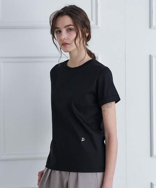 DRESSTERIOR(ドレステリア)の「【接触冷感/抗菌防臭/消臭】アイスクリアコットン ターンナップT(Tシャツ/カットソー・レディース・ホワイト/ライトイエロー系/ベージュ/ブラック・38/36/34)」の9枚目の写真
