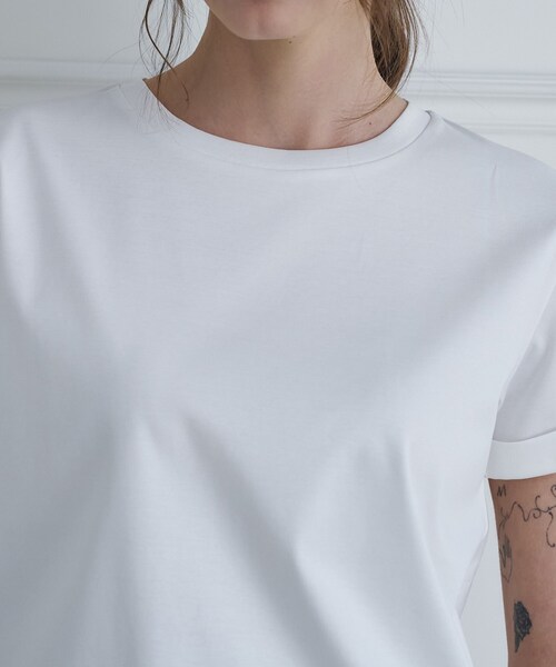 DRESSTERIOR(ドレステリア)の「【接触冷感/抗菌防臭/消臭】アイスクリアコットン ターンナップT(Tシャツ/カットソー・レディース・ホワイト/ライトイエロー系/ベージュ/ブラック・38/36/34)」の14枚目の写真