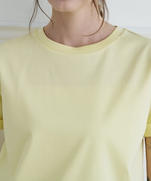 DRESSTERIOR(ドレステリア)の「【接触冷感/抗菌防臭/消臭】アイスクリアコットン ターンナップT(Tシャツ/カットソー・レディース・ホワイト/ライトイエロー系/ベージュ/ブラック・38/36/34)」の5枚目の写真