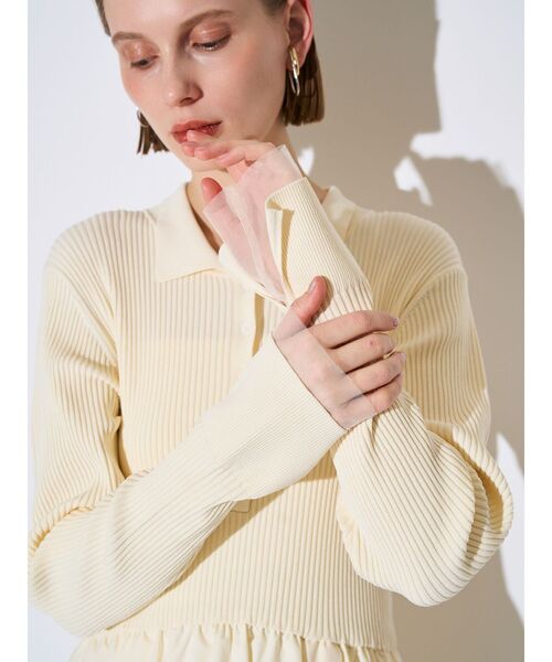 ELENDEEK（エレンディーク）の「リブドッキングフィット＆フレアワンピース（ワンピース・レディース・アイボリー/ブラック・02/01）」の6枚目の写真