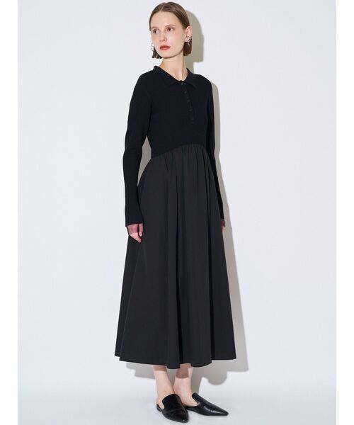 ELENDEEK（エレンディーク）の「リブドッキングフィット＆フレアワンピース（ワンピース・レディース・アイボリー/ブラック・02/01）」の7枚目の写真