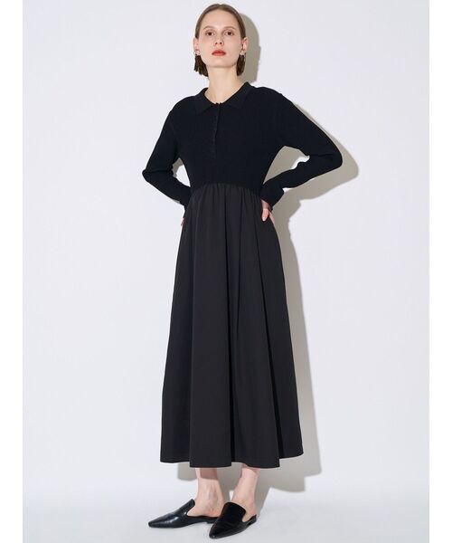 ELENDEEK（エレンディーク）の「リブドッキングフィット＆フレアワンピース（ワンピース・レディース・アイボリー/ブラック・02/01）」の10枚目の写真