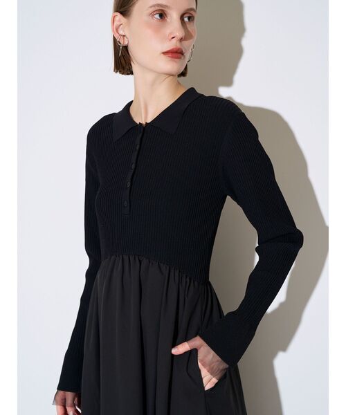 ELENDEEK（エレンディーク）の「リブドッキングフィット＆フレアワンピース（ワンピース・レディース・アイボリー/ブラック・02/01）」の11枚目の写真