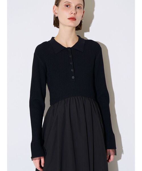 ELENDEEK（エレンディーク）の「リブドッキングフィット＆フレアワンピース（ワンピース・レディース・アイボリー/ブラック・02/01）」の12枚目の写真