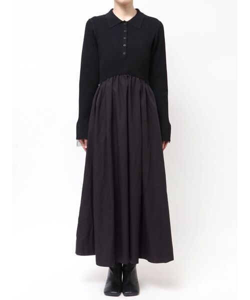 ELENDEEK（エレンディーク）の「リブドッキングフィット＆フレアワンピース（ワンピース・レディース・アイボリー/ブラック・02/01）」の15枚目の写真