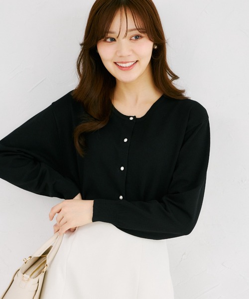 tocco closet（トッコ　クローゼット）の「【ZOZO限定】ビジュー釦カーディガン（カーディガン/ボレロ・レディース・ブラック/オフホワイト/イエロー/ラベンダー・M）」の3枚目の写真