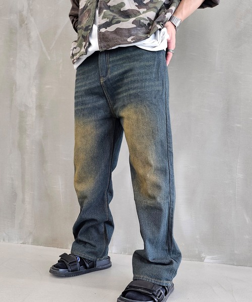 WESTBOY(ウエストボーイ)の「ヴィンテージウォッシュ ストレートデニムパンツ WO26S7PT01(デニムパンツ・メンズ・ブルー系その他/ブルー・XL/M/L)」の1枚目の写真
