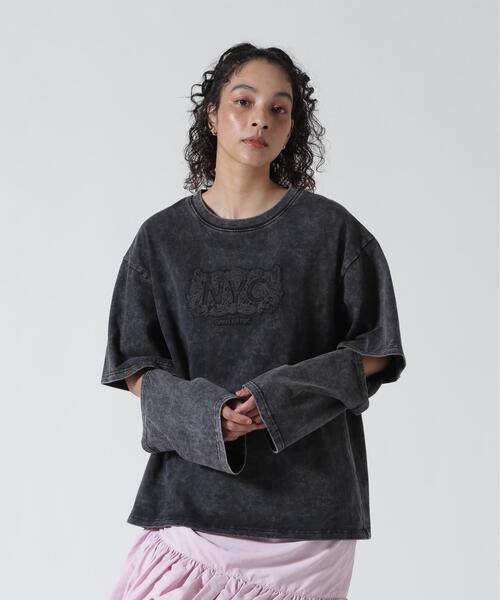 anna sui nyc(アナ スイ エヌ ワイ シー)の「anna sui nyc/アナ スイ エヌワイシー/スリーブスラッシュロングTシャツ(Tシャツ/カットソー・レディース・パープル/ブラック・F)」の6枚目の写真