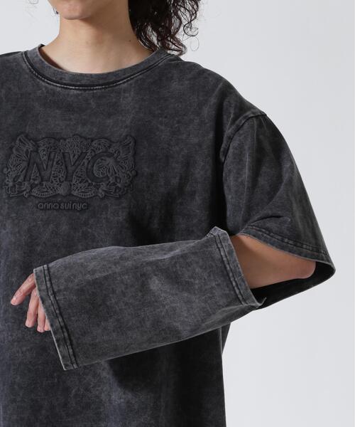anna sui nyc(アナ スイ エヌ ワイ シー)の「anna sui nyc/アナ スイ エヌワイシー/スリーブスラッシュロングTシャツ(Tシャツ/カットソー・レディース・パープル/ブラック・F)」の11枚目の写真