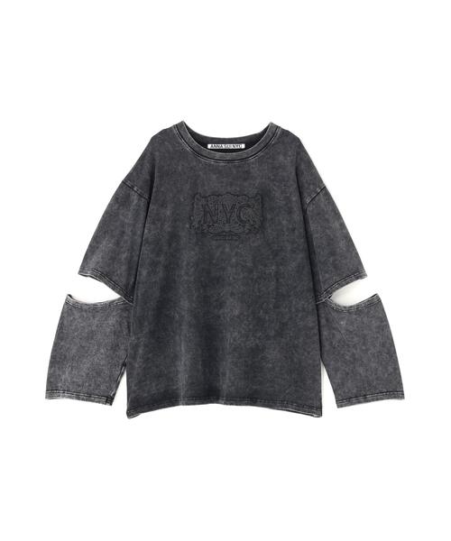 anna sui nyc(アナ スイ エヌ ワイ シー)の「anna sui nyc/アナ スイ エヌワイシー/スリーブスラッシュロングTシャツ(Tシャツ/カットソー・レディース・パープル/ブラック・F)」の13枚目の写真