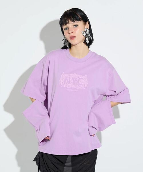 anna sui nyc(アナ スイ エヌ ワイ シー)の「anna sui nyc/アナ スイ エヌワイシー/スリーブスラッシュロングTシャツ(Tシャツ/カットソー・レディース・パープル/ブラック・F)」の18枚目の写真