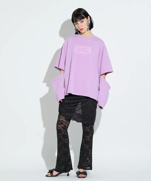 anna sui nyc(アナ スイ エヌ ワイ シー)の「anna sui nyc/アナ スイ エヌワイシー/スリーブスラッシュロングTシャツ(Tシャツ/カットソー・レディース・パープル/ブラック・F)」の21枚目の写真