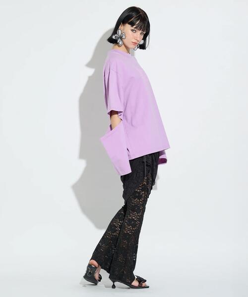 anna sui nyc(アナ スイ エヌ ワイ シー)の「anna sui nyc/アナ スイ エヌワイシー/スリーブスラッシュロングTシャツ(Tシャツ/カットソー・レディース・パープル/ブラック・F)」の22枚目の写真