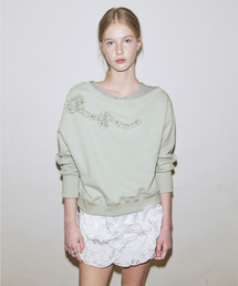 SINOON（シヌーン）の「Off Shoulder Frill Sweatshirt (Mint)（スウェット）」