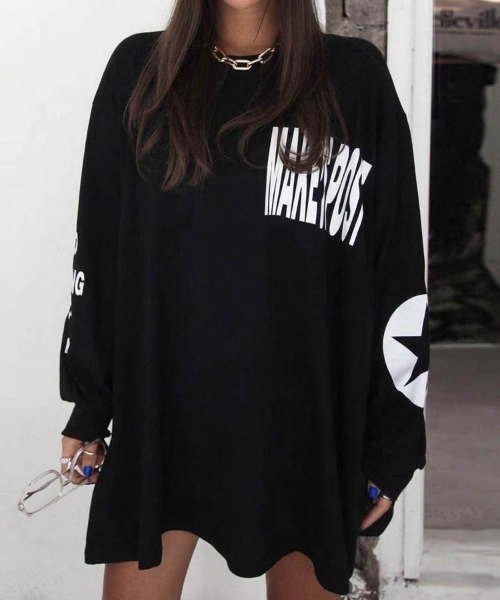 Dalfwin（ダールフィン）の「韓国ファッション 袖ロゴプリント長袖Tシャツ（Tシャツ/カットソー・レディース・ホワイト/ブラック/レッド・FREE）」の3枚目の写真