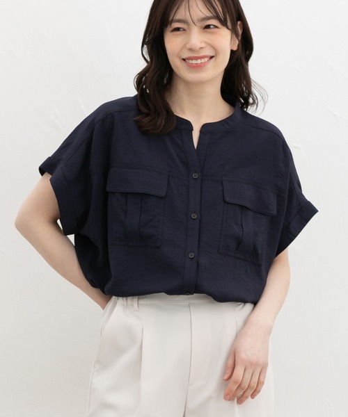 Honeys(ハニーズ)の「ポケット付ブラウス(シャツ/ブラウス・レディース・オレンジ/ネイビー/ベージュ/カーキ/ライトベージュ・L/LL/M)」の9枚目の写真