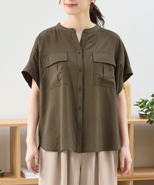 Honeys(ハニーズ)の「ポケット付ブラウス(シャツ/ブラウス・レディース・オレンジ/ネイビー/ベージュ/カーキ/ライトベージュ・L/LL/M)」の12枚目の写真