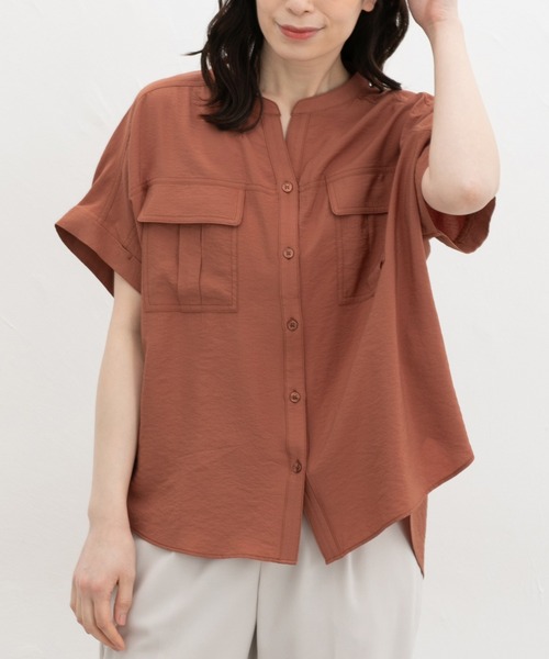 Honeys(ハニーズ)の「ポケット付ブラウス(シャツ/ブラウス・レディース・オレンジ/ネイビー/ベージュ/カーキ/ライトベージュ・L/LL/M)」の14枚目の写真