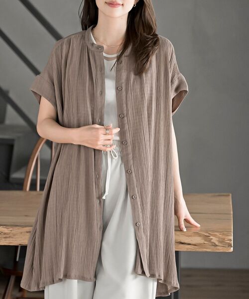 rps（アールピーエス）の「楊柳ブラウスチュニック（チュニック・レディース・オフホワイト/ブラウン/グリーン・フリー）」の3枚目の写真