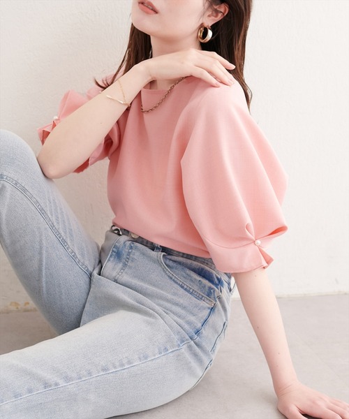 natural couture(ナチュラルクチュール)の「パール付きタックスリーブブラウス(シャツ/ブラウス・レディース・ライトグレー/その他1/ミント/ネイビー/オレンジ系その他/オフホワイト/ブルー/グリーン・FREE)」の7枚目の写真