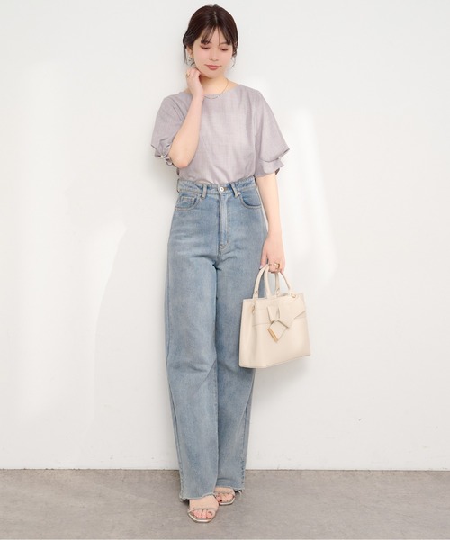 natural couture(ナチュラルクチュール)の「パール付きタックスリーブブラウス(シャツ/ブラウス・レディース・ライトグレー/その他1/ミント/ネイビー/オレンジ系その他/オフホワイト/ブルー/グリーン・FREE)」の12枚目の写真
