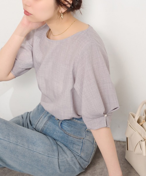 natural couture(ナチュラルクチュール)の「パール付きタックスリーブブラウス(シャツ/ブラウス・レディース・ライトグレー/その他1/ミント/ネイビー/オレンジ系その他/オフホワイト/ブルー/グリーン・FREE)」の11枚目の写真