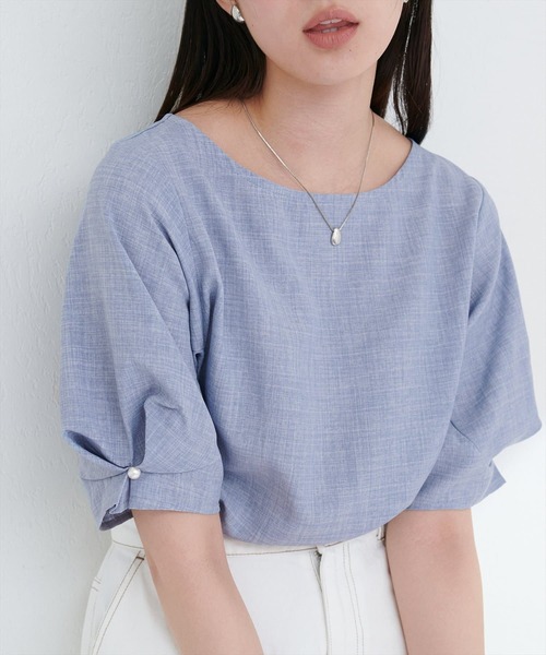 natural couture(ナチュラルクチュール)の「パール付きタックスリーブブラウス(シャツ/ブラウス・レディース・ライトグレー/その他1/ミント/ネイビー/オレンジ系その他/オフホワイト/ブルー/グリーン・FREE)」の21枚目の写真