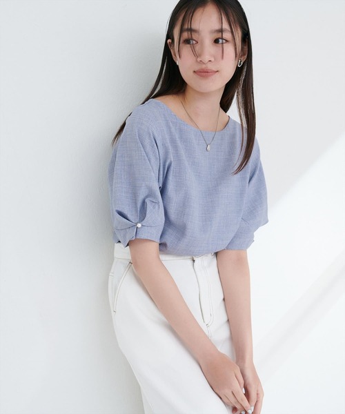 natural couture(ナチュラルクチュール)の「パール付きタックスリーブブラウス(シャツ/ブラウス・レディース・ライトグレー/その他1/ミント/ネイビー/オレンジ系その他/オフホワイト/ブルー/グリーン・FREE)」の22枚目の写真
