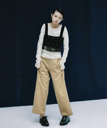 セール】COTTON STRIPE JAQUARD SHIRRING TOP（キャミソール）｜sara