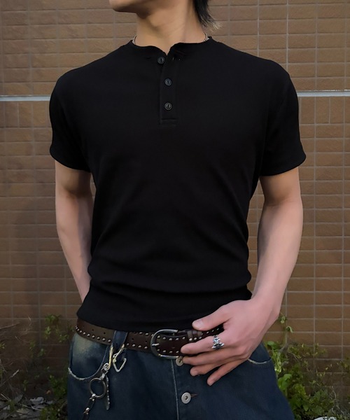 lilful(リルフル)の「【26年春夏新作】スパンリブ ベーシックヘンリーネック半袖Tシャツ(Tシャツ/カットソー・メンズ・カーキ/ブラック/ホワイト・L/M)」の11枚目の写真