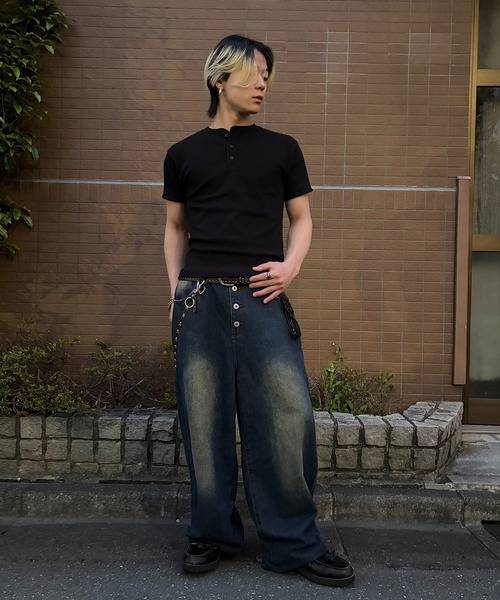 lilful(リルフル)の「【26年春夏新作】スパンリブ ベーシックヘンリーネック半袖Tシャツ(Tシャツ/カットソー・メンズ・カーキ/ブラック/ホワイト・L/M)」の13枚目の写真