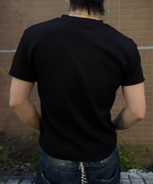 lilful(リルフル)の「【26年春夏新作】スパンリブ ベーシックヘンリーネック半袖Tシャツ(Tシャツ/カットソー・メンズ・カーキ/ブラック/ホワイト・L/M)」の10枚目の写真