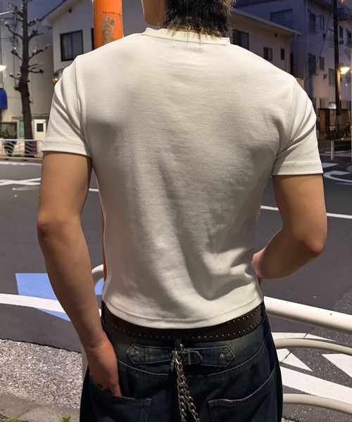 lilful(リルフル)の「【26年春夏新作】スパンリブ ベーシックヘンリーネック半袖Tシャツ(Tシャツ/カットソー・メンズ・カーキ/ブラック/ホワイト・L/M)」の5枚目の写真