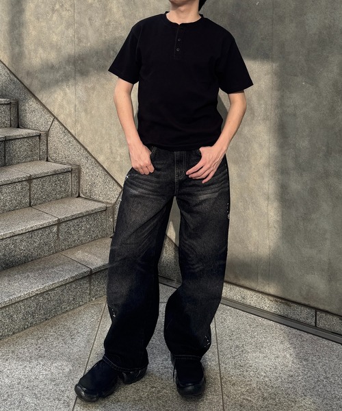 lilful(リルフル)の「【26年春夏新作】スパンリブ ベーシックヘンリーネック半袖Tシャツ(Tシャツ/カットソー・メンズ・カーキ/ブラック/ホワイト・L/M)」の16枚目の写真
