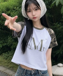 A'GEM/9 × .kom 『MUCENT/ムーセント』JUG CAMO RAGLAN HALF TEE/ ジャグカモラグラン半袖クロップTシャツ